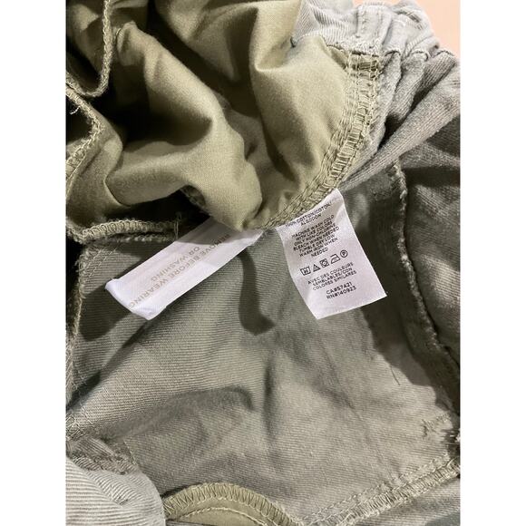 Loft Green Paper Bag Tie Waist Skirt Size 8 Medium Pockets Cotton Elastic Waist - Picture 5 of 6